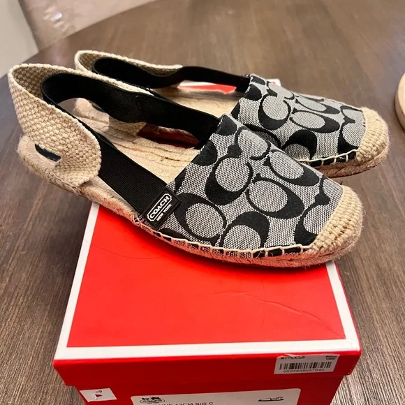 Coach Black and White Espadrille Flats! - Picture 3 of 4